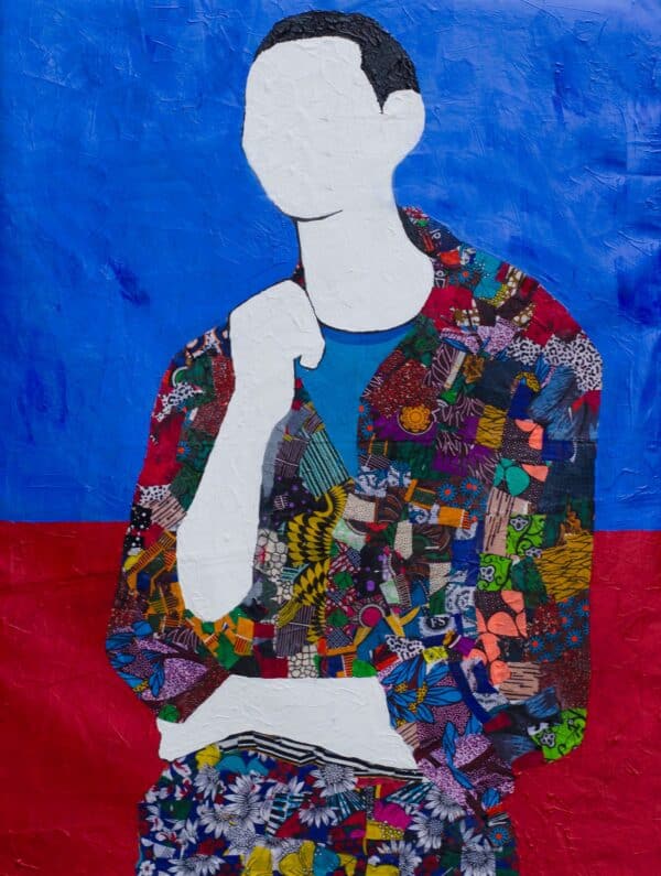 Sophia Azoige, Evolve, Acrylic and Fabric on Canvas, 4x3ft, 2021 - African visual artist, African art