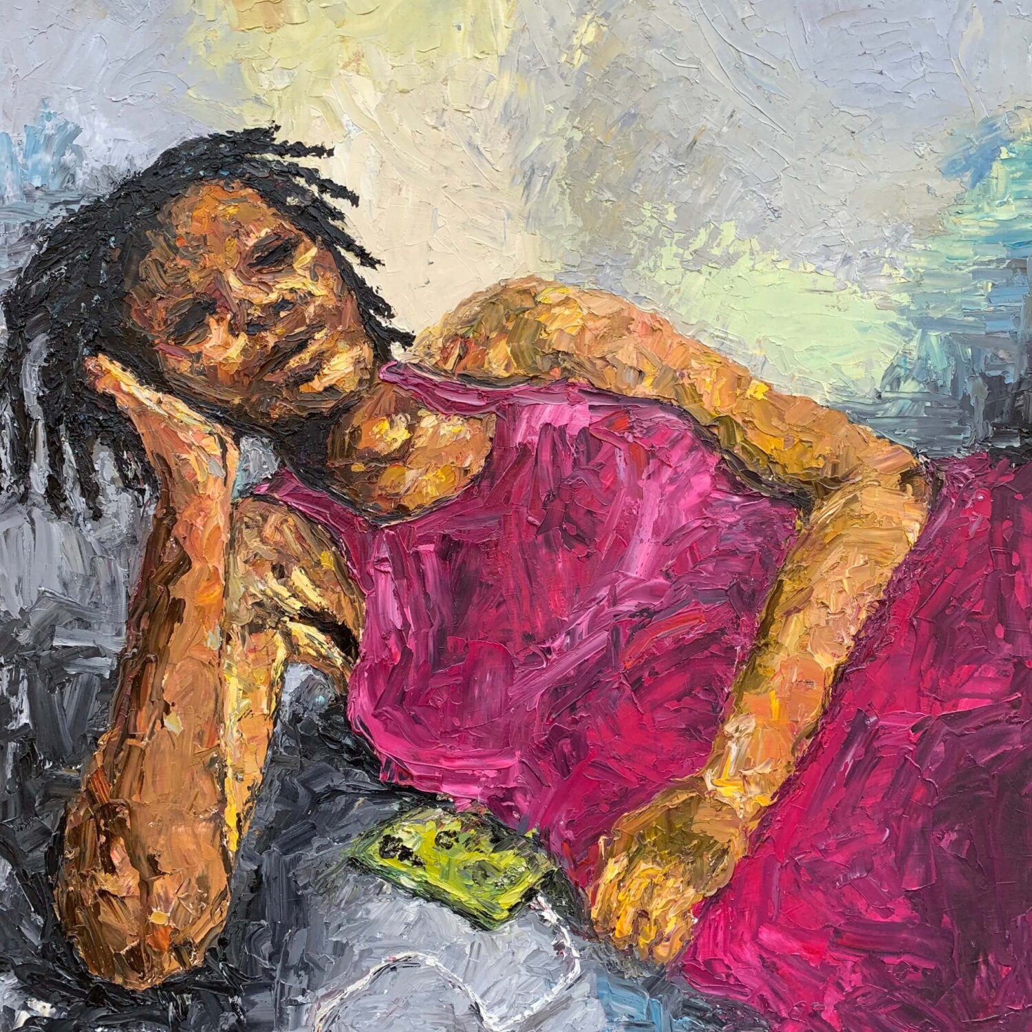 Alone in Thought - Oniosun Victoria - African artwork, African art