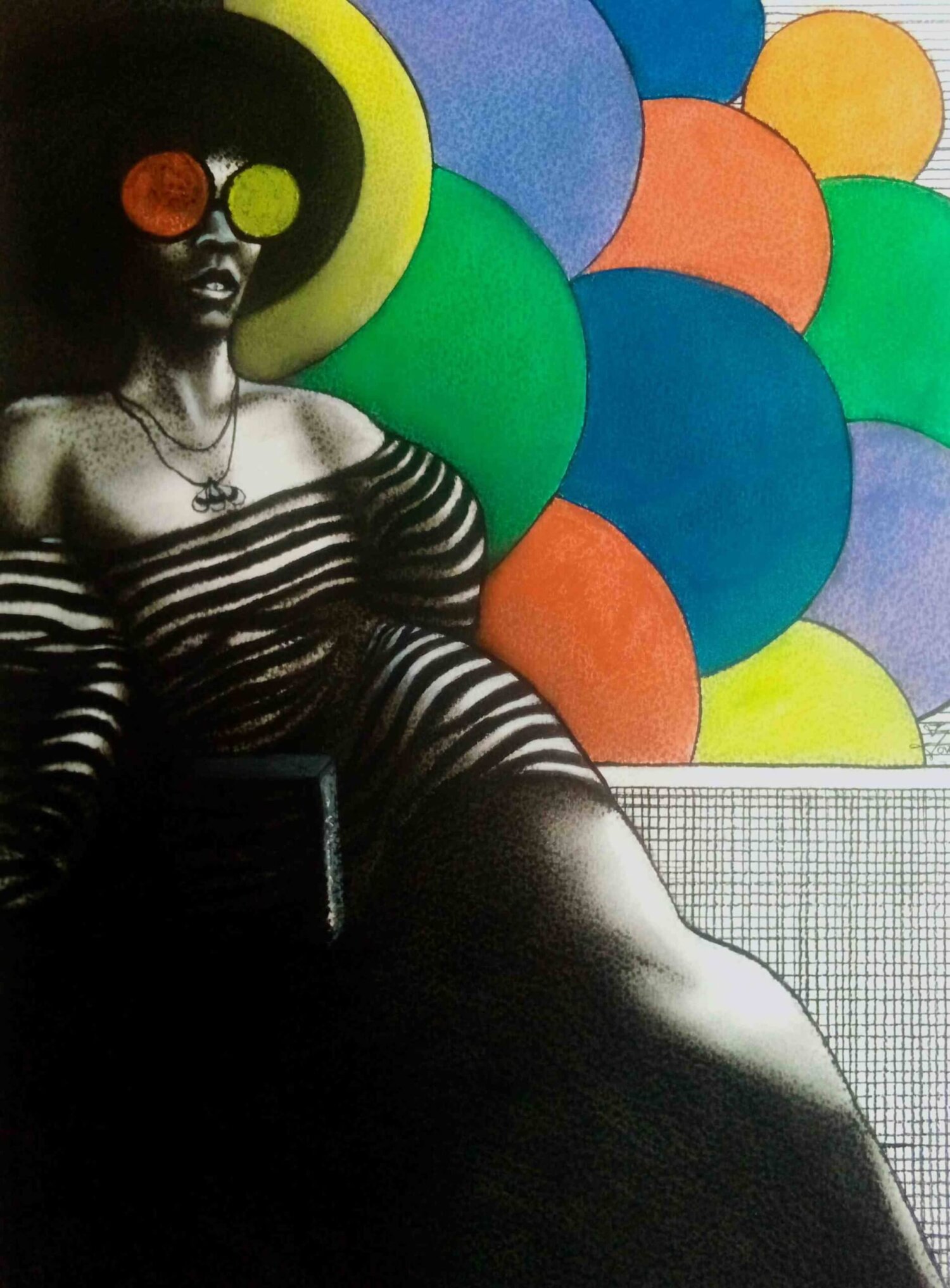 Joval Umoru -Pressureinwomanform - African fine art_DryMediaonpaper_88.9cmx63.5cm- African artwork, African art