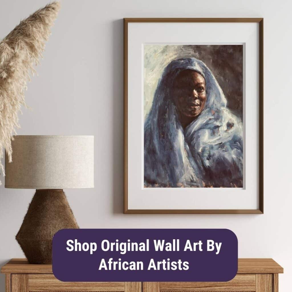 Artwork by African Artist Hung on Wall in a Room